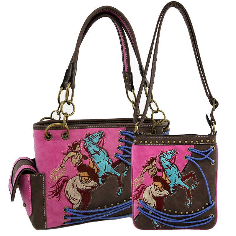 Classic Western Horse Embroider Concealed Bag Set - PTF17166 - Click Image to Close